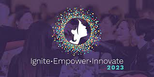 IWD 2023 Event Graphic. Ignite, Empower, Innovate.